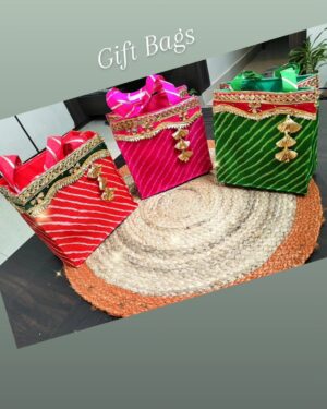 Gota Triple Stripe Dupion Silk Gift Bags - Design 2 (Set of 3)
