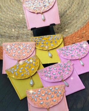 Kundan Embellished Coin Pouches - Set of 6