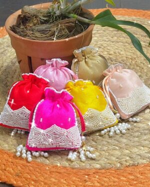 Pearl Hand-Embroidered Coin Pouches - Set of 6