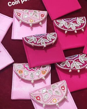 Hand-Embroidered Flap Coin Pouches - Set of 6