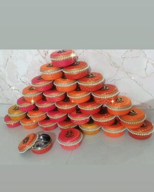 Decorative Stainless Steel Prasad Boxes - Set of 3