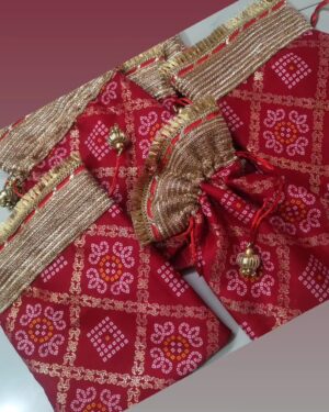 Dupion Ghatchola Printed Round Potlis - Set of 6