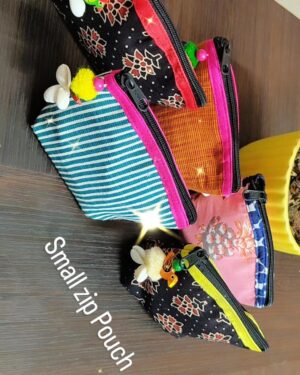 Small Cotton Zip Pouches with Tassel - Set of 3