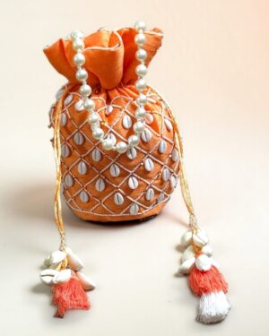Designer Orange Potli Bag – Premium Handcrafted Finish