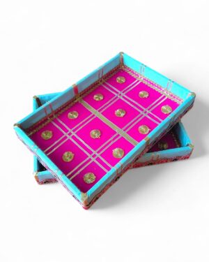 Traditional Silk Decor Wooden Tray for Shagun