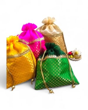 Jamawar Wedding Gift Potli Bag (set of 4)