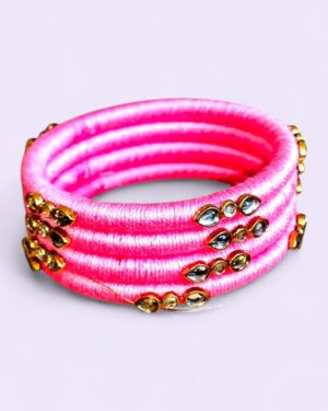 Elegant Pink Thread Bangles (set of 4)
