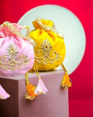 Elegant Embroidered Wedding Potli Bag (set of 2)