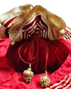 Maroon Velvet Gota Patti Potli Bag – 20 Inches