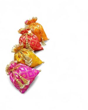 Luxury Silk Brocade Wedding Gift Potli Bag (set of 4)