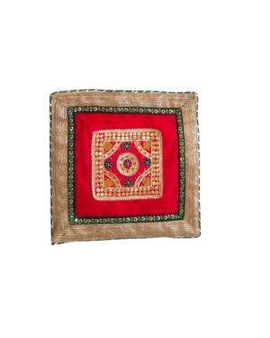 Gota Patti Dupion Silk Aasan (20×20 Inches) – Wedding & Puja Essential