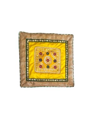 Gota Patti Dupion Silk Aasan (20×20 Inches) – Wedding & Puja Essential