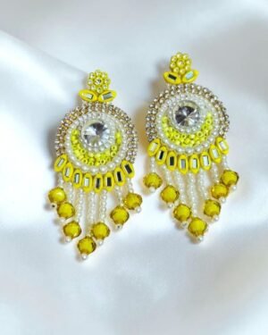 Bright Yellow Handcrafted Statement Earrings