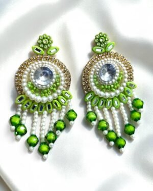 Elegant Handcrafted Green Statement Earrings