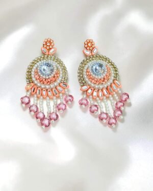 Elegant Peach & Pink Handcrafted Statement Earrings