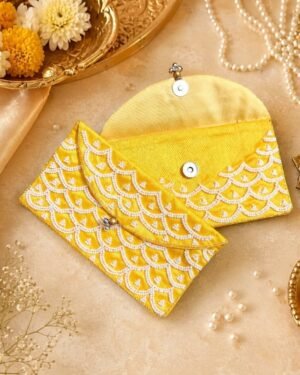 Radiant Yellow Embroidered Shagun Envelope